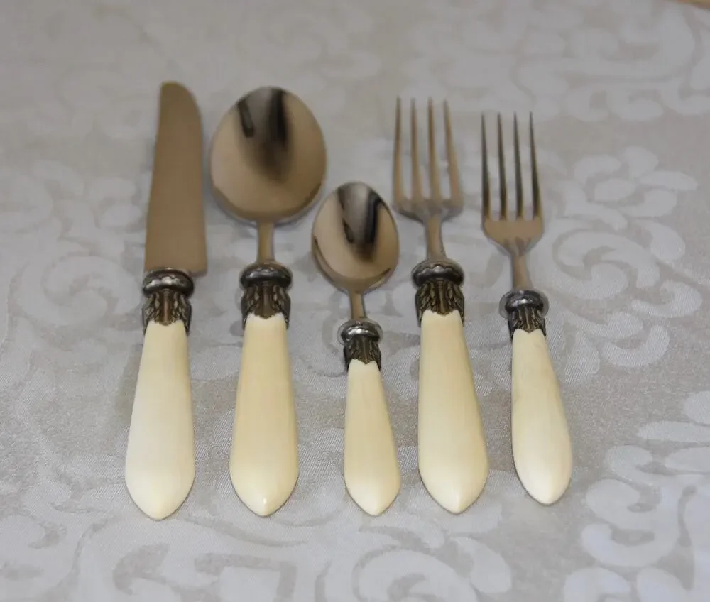 David Orgell 5pc Pearl Handle Stainless Steel Flatware & Cutlery